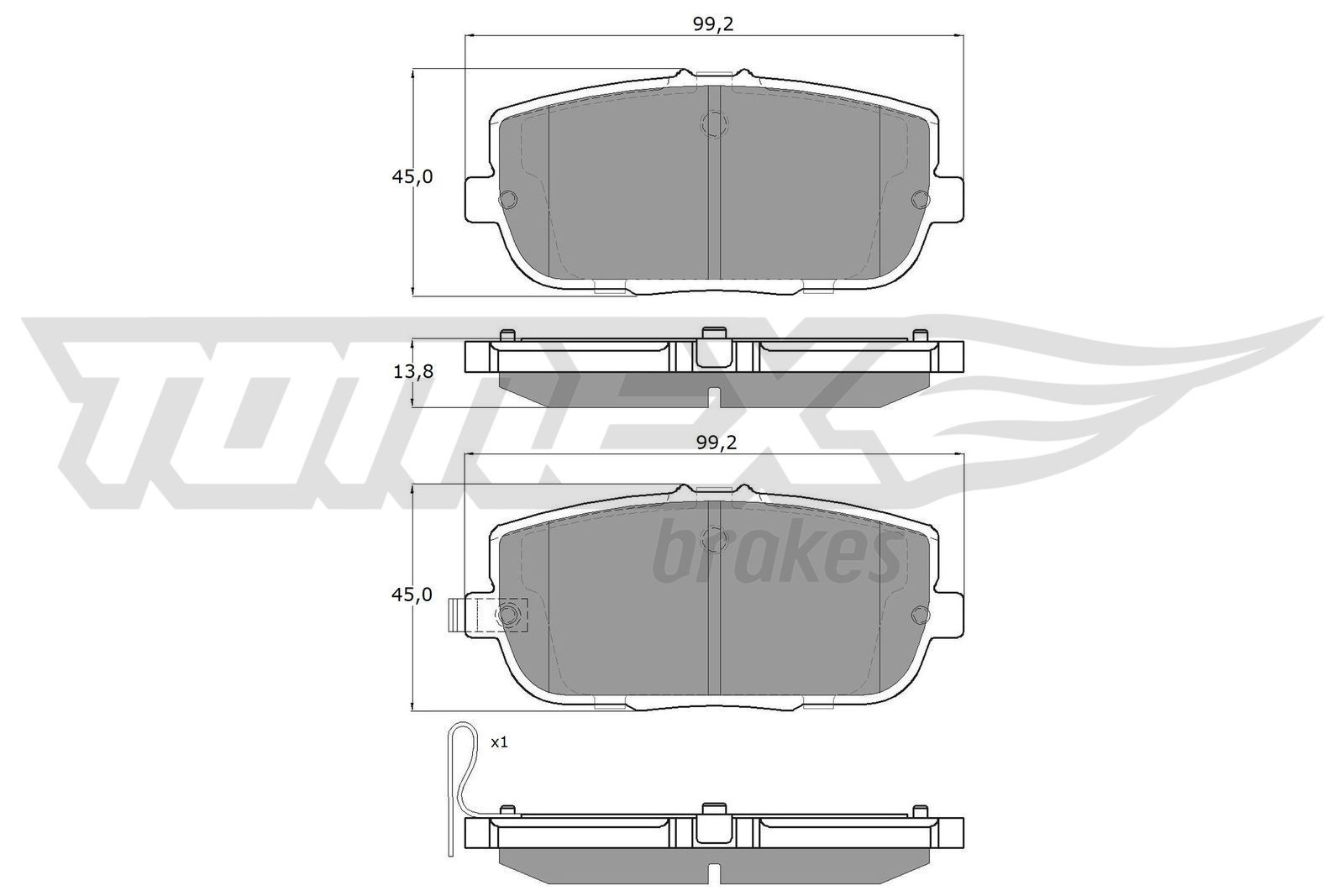 Obrázok Sada brzdových platničiek kotúčovej brzdy TOMEX Brakes  TX1903